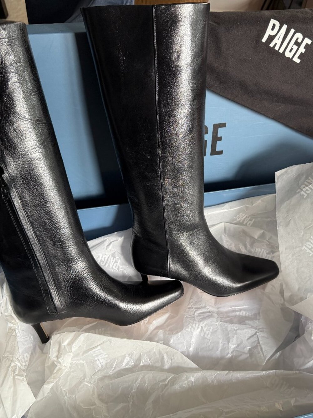 NWT: Paige Tall Boots - Black Leather Perfect for Work, Play